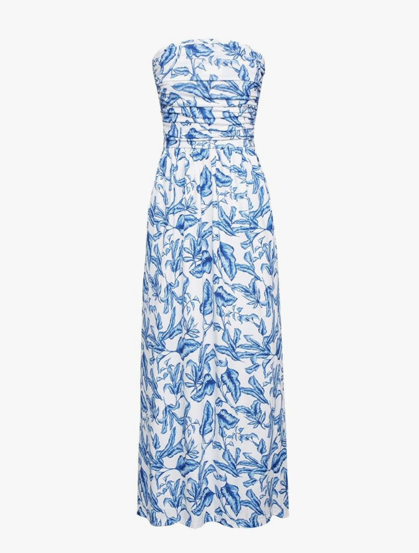 GRACE KARIN Women Strapless Casual Loose Ruched Long Maxi Dress with Pockets, Small