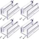 Xuhal 4 Pcs Sliding Shower Door Bottom Guide with Screw for 3/8 Inch Thick Shower Glass Doors Clear Acrylic Frameless Door Track Guide for Bathtub Glass Doors Replacement Parts Bottom