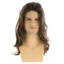 Baruisi Long Wavy Brown Wigs for Men Synthetic Layered Cosplay Party Wig