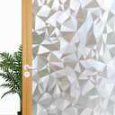 Decorative Privacy Window Film, 3D Window Tint Stained Glass Door Film Static Cling Reflective Window Decal/Privacy Protection/Heat Control/Anti UV for Home/Office, 35.5x118 inch Gravel