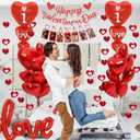Valentines Day Decorations with Happy Valentine's Day Banner, Photo Banner, I Love You and Red Heart Balloons, and Fake Rose Petals for Valentines Day Party Wedding Anniversary Engagement