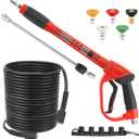Tool Daily Pressure Washer Gun and Hose Kit, 50 FT Power Washer Hose and Replacement Wand Extension, 5 Nozzle Tips, M22-14 Fitting, 3600 PSI