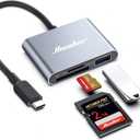 Hicober USB C to SD, Micro SD Memory Card Reader, Type C to SD Card Reader Adapter 2TB Capacity for MacBook Camera Android Windows Linux and Other Type C Device-Space Grey