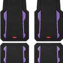 Rubbermaid Car Floor Mat, Heavy Duty All-Weather Car Mats Full Set with Dual-Tone Purple Aluminum Inserts Universal Fit, Anti-Slip Backing, Trim-to-Fit for Most SUV, Sedan, Van