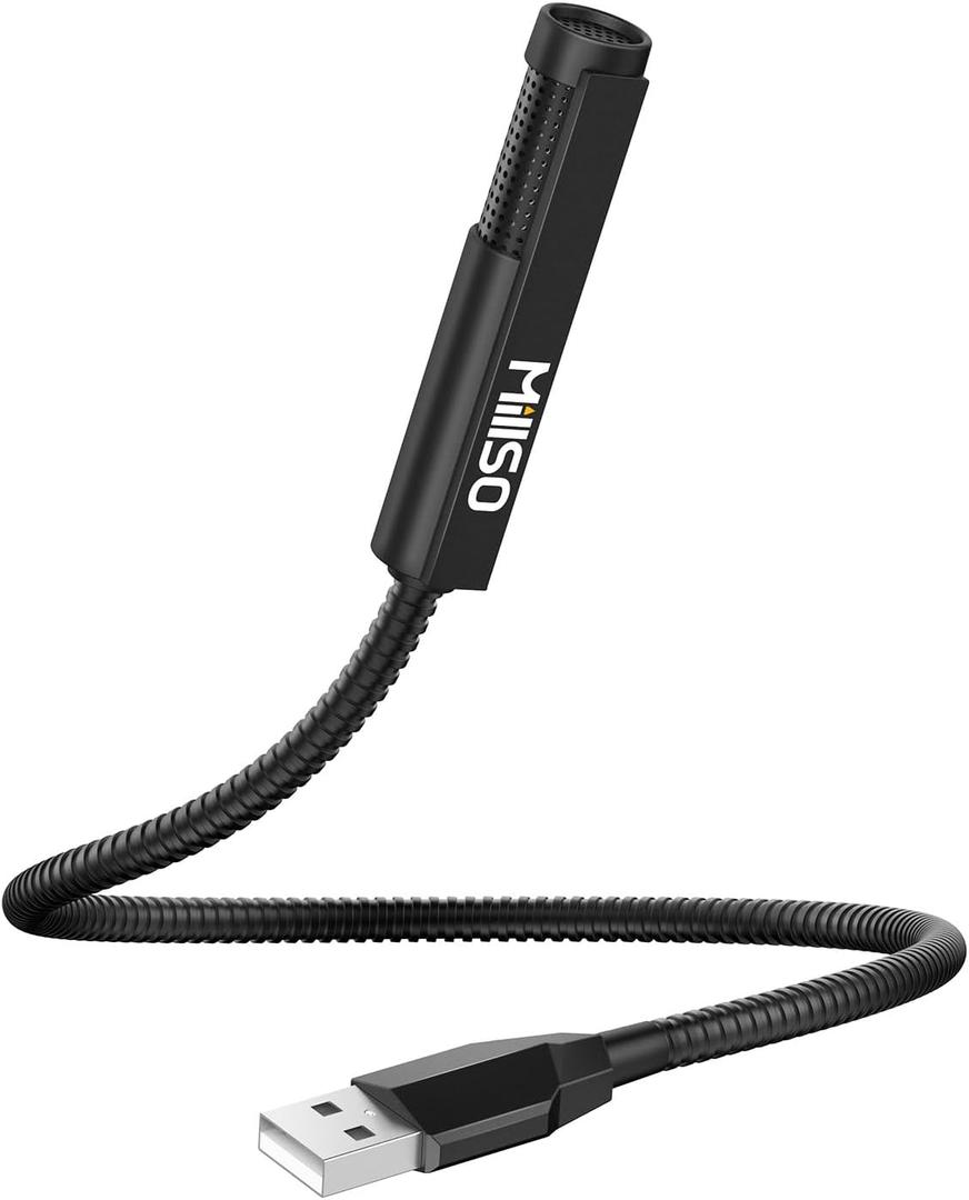 MillSO USB Microphone for Laptop Gooseneck Portable Mini USB Computer Microphone Plug&Play Omnidirectional External PC Microphone for YouTube, Streaming, Podcasting, Recording, Gaming - 1 FT
