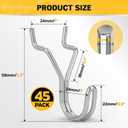 ELEAD 45-Piece Pegboard Hooks J-Hook, Silver J Hooks for Pegboard, Fits 1/8 & 3/16 Pegboards, Heavy Duty Peg Board Hooks for Hanging Keys, Retail Items & Small Tools