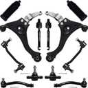AUQDD 12Pc Front End Suspension Kit Fit For 2006-2010 Hy-undai Sonata, 2 Lower Control Arm 2 Ball Joint 2 Sway Bar Link 4 Outer & Inner Tie Rod End 2 Boot (# K641391 K80949 EV800345 ES800335 K500035)
