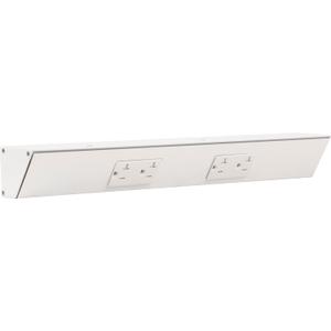18" White TR Angle Power Strip, White receptacles