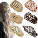 6pcs Flat Hair Clips for Women 3 Styles Ergonomic Curved Hair Claw Clips for Thick Thin Curly Hairs(Leopard), Set of 3