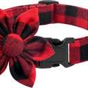 Malier Christmas Dog Collar with Bow tie, Classic Buffalo Plaid Dog Collar with Buckle Adjustable Collar for Small Medium Large Dogs Puppy (L, Red & Black Plaid)