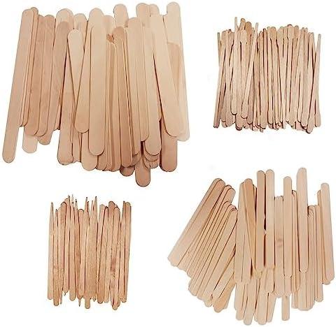 [300 Pcs] 4 Style Assorted Wooden Waxing Sticks 300, Hair Removal Sticks Applicator,Spatulas, For Brazilian waxing and Eyebrow,Leg and Small to Large area 2Pack