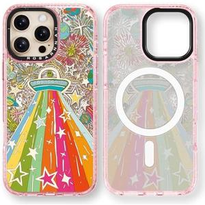 Rosarnnah for iPhone 16 Pro Case Cute - Compatible with Magsafe - Durable Shockproof 6.6 ft Drop Impact Phone Case - Funny ET Alien Design (6.3") Glitter Pink
