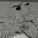 CHYRII Womens Summer Tops Dressy Casual Blouse Top Ruffled Short Sleeve Button Down Striped Shirt (Gray, XL)