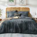 WRENSONGE Queen Comforter Set - 7 Pieces Blue Grey Bed in a Bag Queen with Sheets, 2 Pillow Shams, and 2 Pillowcases- Warm Bedding Sets Queen for All Season