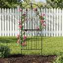 Garden Trellis for Climbing Plants 59" H x 21.7" W Metal Unique Design Decorative Garden Structure Weather-Resistant Lattice Outdoor Decor Flowers Roses Vine Ivy Clematis Black Coating
