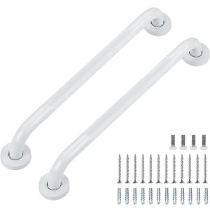 Grab Bars for Shower, 2 Pack 18-Inch Anti Slip Shower Handles for Elderly, Safety Shower Grab Bar, Stainless Steel Handicap Grab Bars for Bathroom (White 1" Diameter)