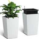 Garvee Tall Outdoor Planters, 16 Inch Planters for Outdoor Plants, White