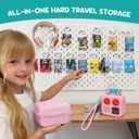 Hard Travel Case Compatible with Yoto Mini Player,Includes Silicone Cover,102 Self-Adhesive Labels and 10 Hanging Rings,yoto Cards Holder Designed Specifically for Yoto Cards and Accessories (Pink)