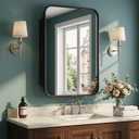 16"x24" Black Bathroom Medicine Cabinet Rounded Rectangle Mirror