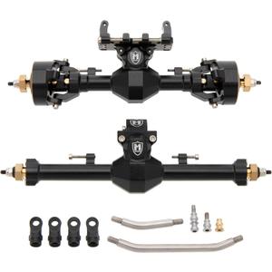 MEUS RACING SCX24 Axles Isokinetic 3-Section CVD 52 Max. Steering Angle +5mm Widened SCX24 Upgrades for Axial SCX24 Deadbolt C10 JLU Gladiator Bronco 1/24 RC Crawler (Front and Rear- Black)