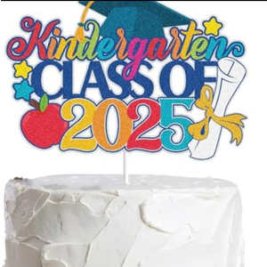 Kindergarten Class of 2025 We are So Proud of You Cake Decorations Graduation Congrats Grad Party Supplies Straight Outta Kindergarten Cake Topper Glitter Grad 2025 Happy Graduation (03) Set of 3