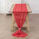 6Pack 10ft Chiffon Table Runner 29x120 Inch Sheer Romantic Table Runner for Wedding Birthday Party Bridal Shower Outdoor Decoration-Red