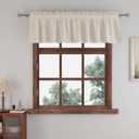 Small Tiers 1 Piece Faux Linen Textured Kitchen Cream Short Small Mini Window Curtains Valance 12 inches Length Privacy Home Decor Cafe Basement Living Room/Bedroom 52W by 12L Rod Pocket