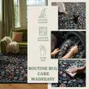 Lahome Claude Floral 8x10 Black Rugs for Living Room, Soft Washable Large Area Rug for Bedroom Dining Room, Botanical Lightweight Stain-Resistant Boho Carpet for Guestroom Indoor