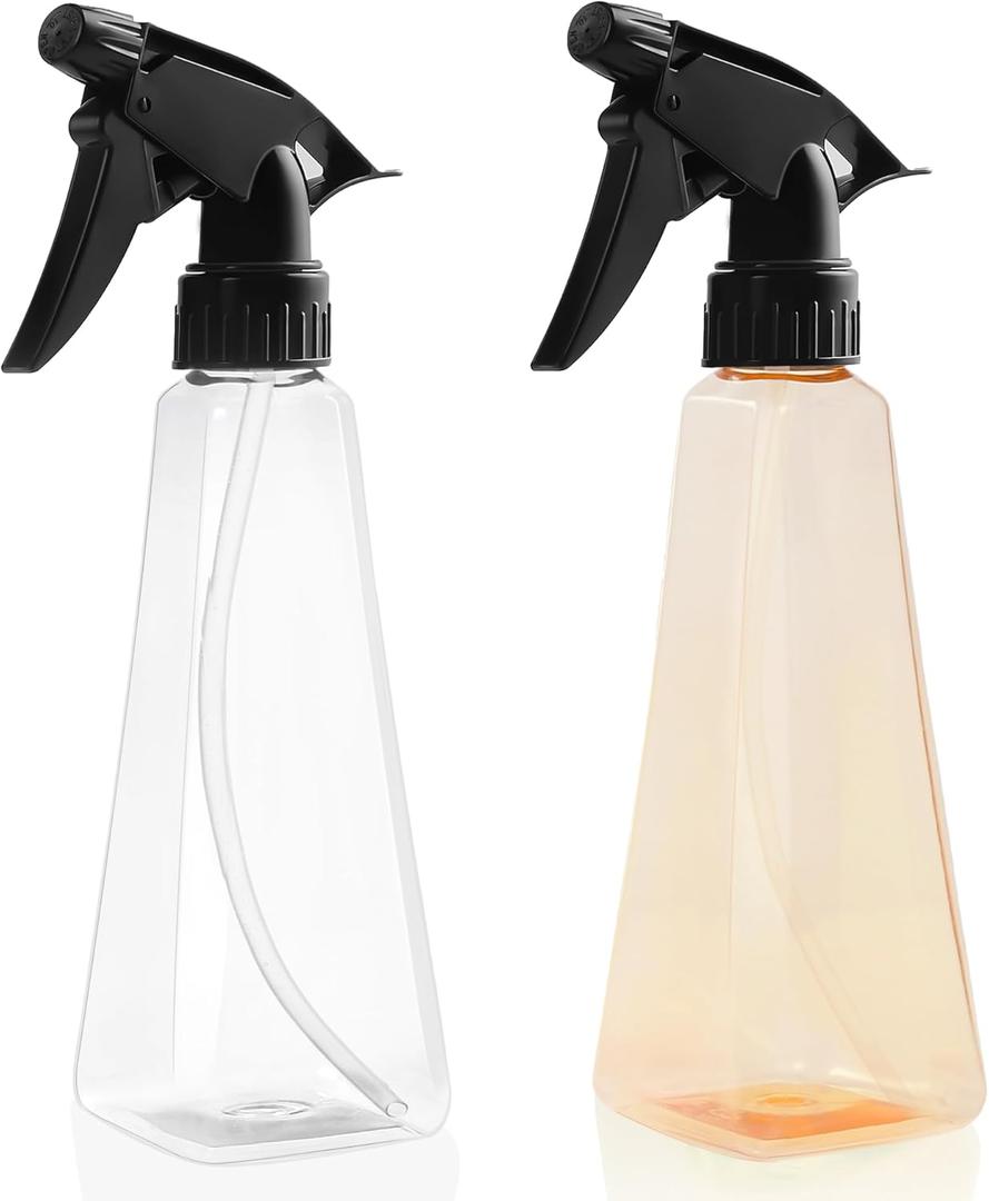 Spray Bottles 12oz/350ml Empty Spray Bottles Refillable Mister Bottle with Multicolor for Cleaning, Plants, Hair, Cooking (Clear + Champagne)