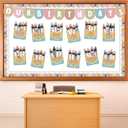 Justforjoyful Birthday Bulletin Board Classroom Decorations Crayon Box Cutouts Boho Crayon Name Tags Decoration for Wall Chalkboard Decors Preschool Classroom Decor Teacher Back to School Supplies