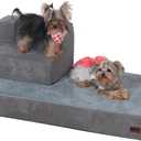 Pet Couch with 3-Step Dog Stairs - Removable, Washable Cover, Non-Slip Bottom - Grey, Suitable for Dogs and Cats