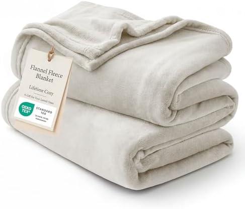 Bedsure GentleSoft Fleece Blanket King Size Linen - 280GSM Soft Lightweight Plush Cozy Blankets for Bed, Sofa, Couch, Travel, Camping