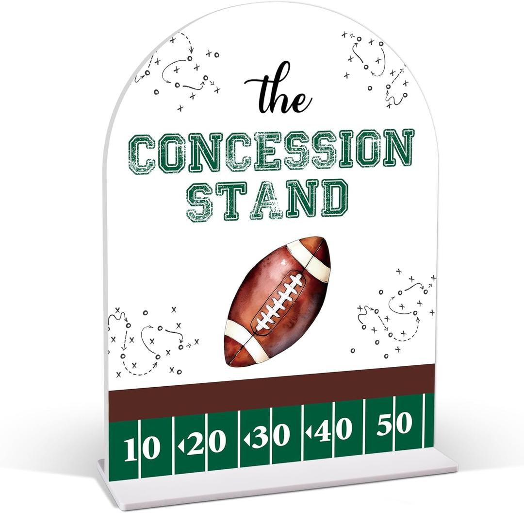 The Concession Stand Table Sign - Football Party Decor, 68 Acrylic Sign, Perfect for Birthday Party, Birthday Decorations