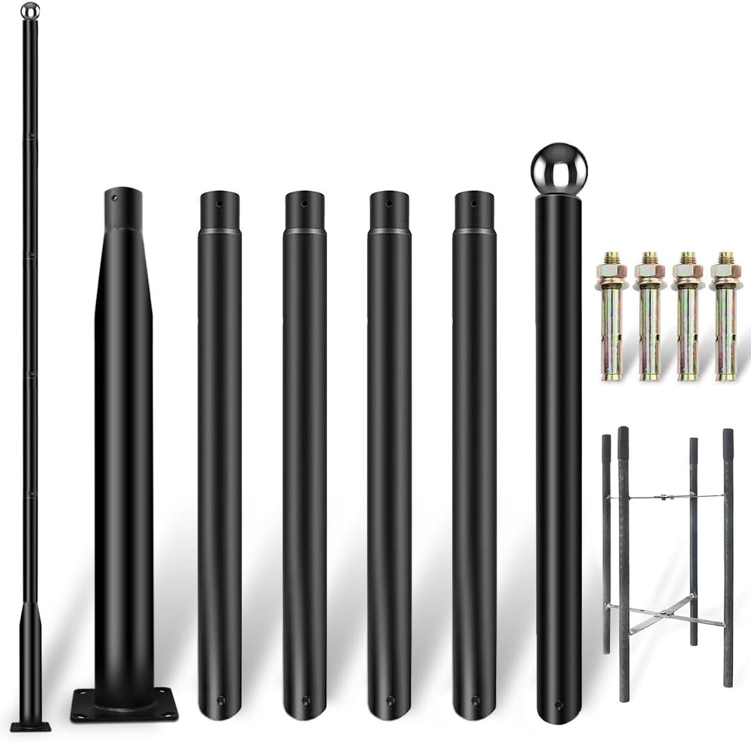 Street Light Pole 20ft Tall - Outdoor Solar Split Street Lamp Post Light Pole with Mounting Steel Anchors for Patio, Street, Backyard, Parking Lot