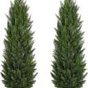 Briful 4FT Artificial Cedar Topiary Trees for Outdoor Set of 2, UV Resistant Faux Cedar Plants in Pot for Front Door Porch Entryway, Indoor Outdoor Decorative Greenery, Fake Shrubs for Home Patio