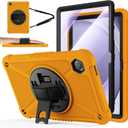 ZtotopCases for Samsung Galaxy Tab A9+ / A9 Plus 11'' 2023 (SM-X210/X216/X218), Shockproof Hard Duty Case with Screen Protector+360 Rotating Hand Strap&Stand+Shoulder Strap for Tab A9+ Tablet, Orange