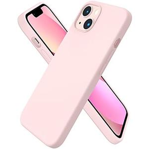 ORNARTO Compatible with iPhone 13 Case 6.1, Slim Liquid Silicone 3 Layers Full Covered Soft Gel Rubber Phone Case Protective Cover 6.1 Inch-Chalk Pink