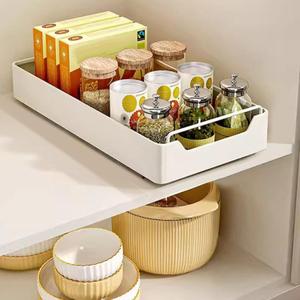 Pull Out Cabinet Organizer Slide Out Pantry Shelves With Nylon Adhesive Heavy Duty Sliding Drawer Pantry Shelf for Living Room Kitchen Bathroom Drawer Storage Box