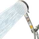 Filtered Shower Head with Handheld, High Pressure 6 Spray Mode Showerhead with Filters, Detachable Shower Head, Water Softener Filters Beads for Hard Water -Remove Chlorine (Brushed Nickel)