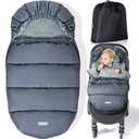 Orzbow Universal Stroller Footmuff, Winter Baby Stroller Bunting Bag, Warm Coral Fleece Stroller Sleeping Bag for Cold Weather, Waterproof & Windproof, Baby Winter Must Have, Grey (Large)