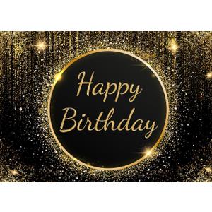 SJOLOON Birthday Backdrop Gold Photo Backdrop for Men Women Birthday Party Decoration Photoshoot 12707 (8x6FT)