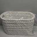 Boho Toilet Paper Storage Baskets, Cotton Rope Woven Bathroom Basket Set of 1, Standing Toilet Paper Holder for 6 Mega Rolls,Storage Bins for Toilet Tank Top, Bathroom Organizer Decor (White 1 Pack)