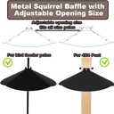 24 Inch Metal Squirrel Baffle,Adjustable Opening Size, for Up to 4x4 Wide Wooden Post,Squirrel Baffle for Bird Feeders Without Removing Bird Feeder Poles Or Shepherd's Hooks.Deep Black 1Pack
