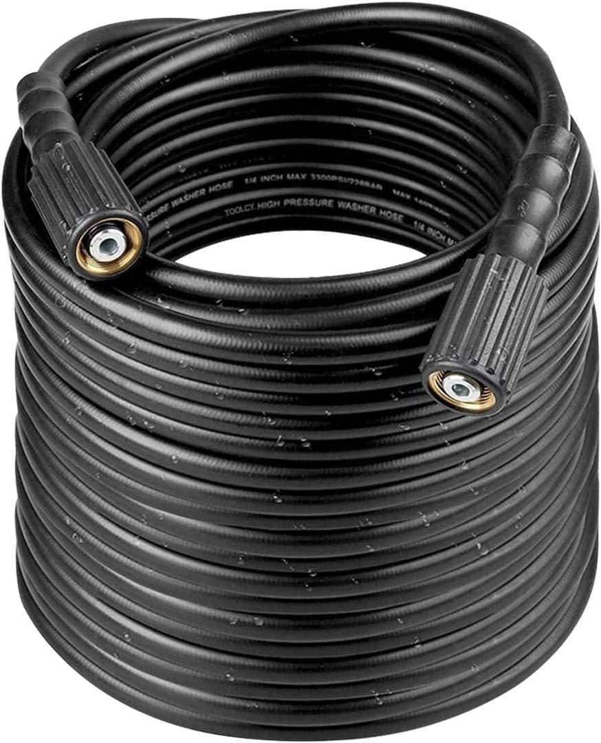 TOOLCY Pressure Washer Hose, 3400 PSI, 50 ft 1/4" Kink Resistant Power Washer Hose M22 Replacement for Ryobi, Troy Bilt, Greenworks, CRAFTSMAN High PressureWashers