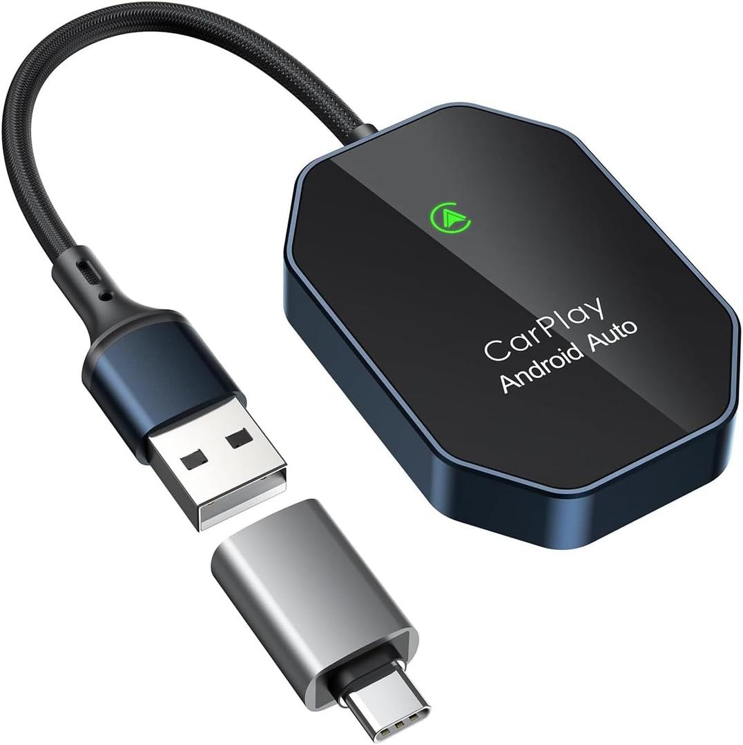 Wireless CarPlay Adapter for Apple CarPlay, Easily to Upgrade Wired to Wireless, Instant Connect, Plug and Play Car Play Dongle for iPhone & Android Fit for Cars with Built-in CarPlay