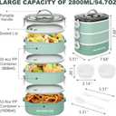 RIKDOKEN Lunch Box, Stackable 3 Layers Containers, Portable 94OZ Large Capacity Leakproof Bento Box with Spoon & Fork & Sauce Boxes, Microwave Safe Lunch Box for Kids and Adults