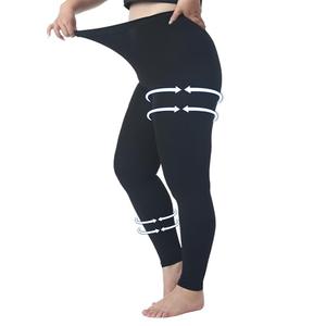 Plus Size 4XL Medical Compression Pantyhose for Women & Men, 20-30 mmHg Graduated Compression Leggings, Opaque Footless Waist High Compression Stockings for Edema, Varicose Veins, Flight, DVT, Black (4XL)