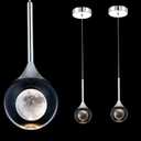 Sedelan 2 Pack Modern Crystal Moon Pendant Lights, Dimmable 3000K LED Hanging Light Fixture, Kitchen Island Lighting for Dining Room Bar Bedroom, Chrome Finish