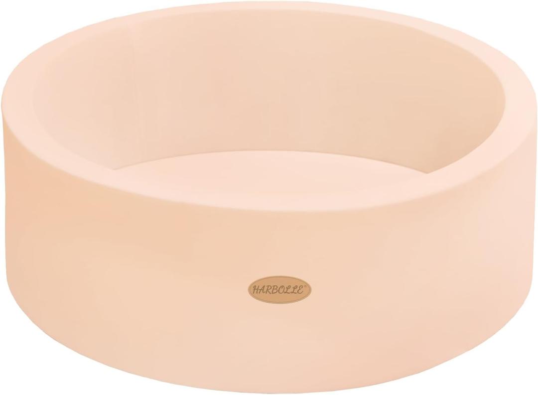 HARBOLLE Baby Ball Pit 35.4" Soft Round Memory Foam Ball Pits NOT Included Balls Indoor Outdoor Playpen for Babies Toddlers Kids Great Gift for Girls Boys, Peach Beige