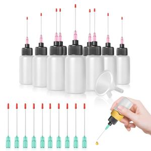 10 Pcs Needle Oiler (1 OZ), LDPE Oil Applicator, Precision Gun Oil Bottle with Extra Long 1.5 Inch Stainless Needle Tip 18Ga 21Ga - Easy to Use for Knife, Hinges, Glue and More